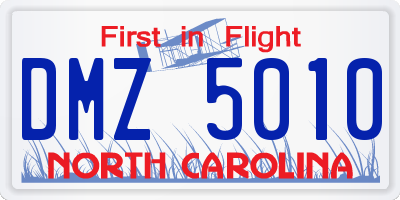 NC license plate DMZ5010