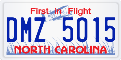 NC license plate DMZ5015