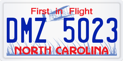 NC license plate DMZ5023