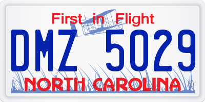 NC license plate DMZ5029