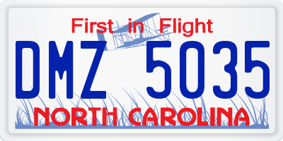 NC license plate DMZ5035