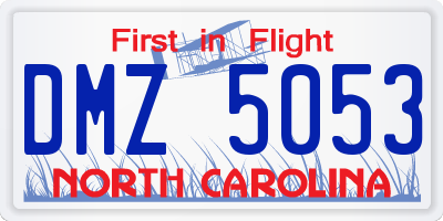 NC license plate DMZ5053