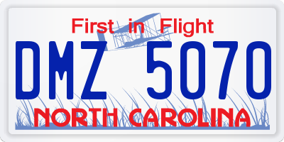 NC license plate DMZ5070