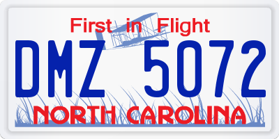 NC license plate DMZ5072