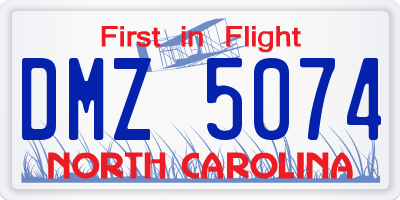 NC license plate DMZ5074