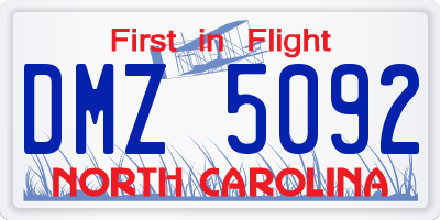 NC license plate DMZ5092
