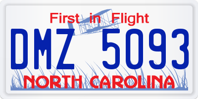 NC license plate DMZ5093