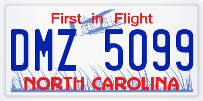 NC license plate DMZ5099