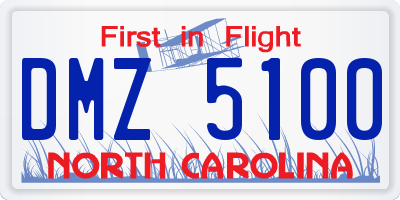 NC license plate DMZ5100