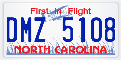 NC license plate DMZ5108