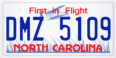 NC license plate DMZ5109