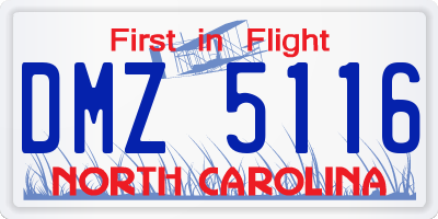 NC license plate DMZ5116