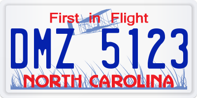 NC license plate DMZ5123