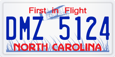 NC license plate DMZ5124