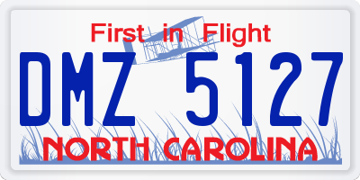 NC license plate DMZ5127