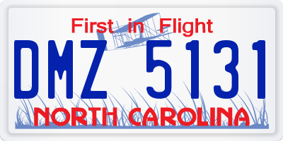 NC license plate DMZ5131