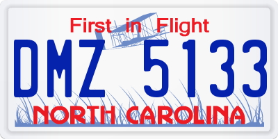 NC license plate DMZ5133