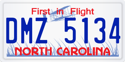 NC license plate DMZ5134
