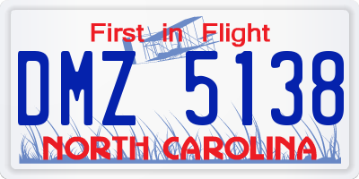 NC license plate DMZ5138