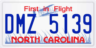 NC license plate DMZ5139