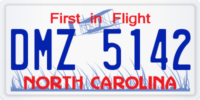 NC license plate DMZ5142