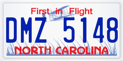 NC license plate DMZ5148