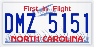 NC license plate DMZ5151