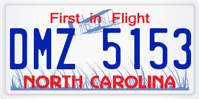 NC license plate DMZ5153