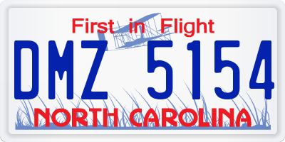 NC license plate DMZ5154