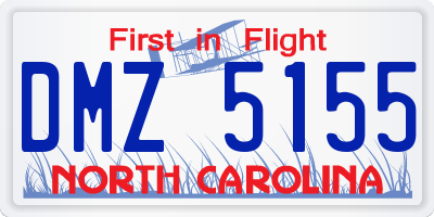 NC license plate DMZ5155