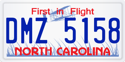 NC license plate DMZ5158