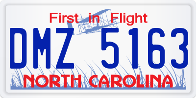 NC license plate DMZ5163