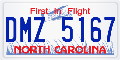 NC license plate DMZ5167