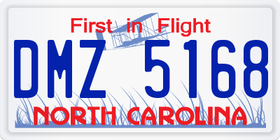 NC license plate DMZ5168