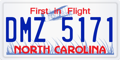 NC license plate DMZ5171