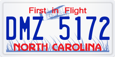 NC license plate DMZ5172