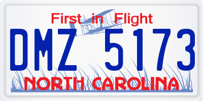 NC license plate DMZ5173