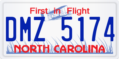 NC license plate DMZ5174