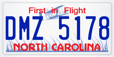 NC license plate DMZ5178