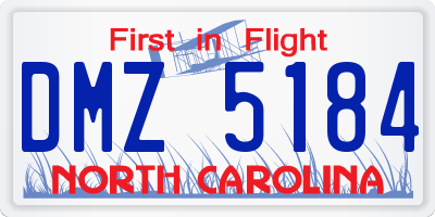 NC license plate DMZ5184