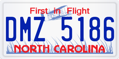 NC license plate DMZ5186