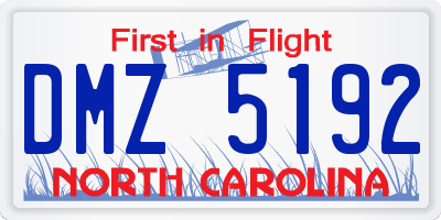 NC license plate DMZ5192