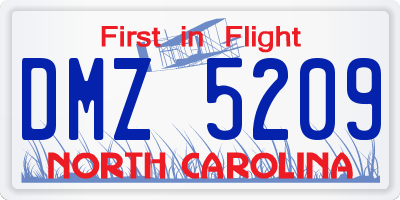 NC license plate DMZ5209