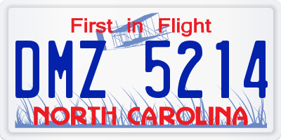 NC license plate DMZ5214