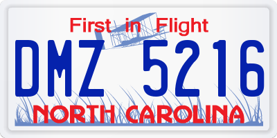 NC license plate DMZ5216