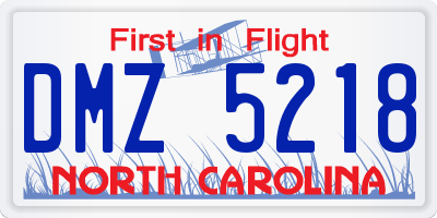 NC license plate DMZ5218