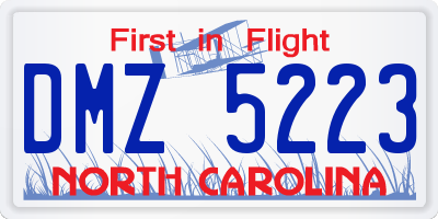 NC license plate DMZ5223