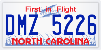 NC license plate DMZ5226