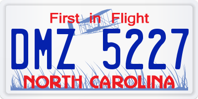NC license plate DMZ5227