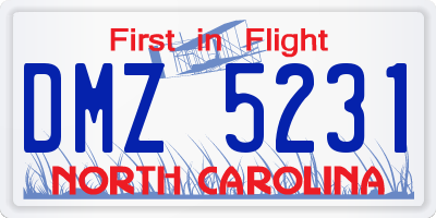 NC license plate DMZ5231